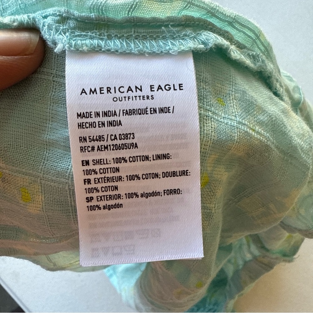 American Eagle Women’s Large Top‎ Cap Sleeve Floral Daisy Baby Doll cottage - Picture 10 of 11